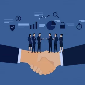 business team shaking hands during corprate negotiation